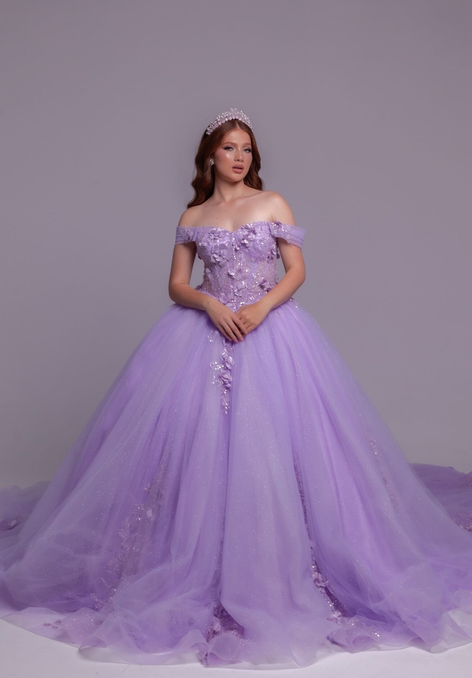 Vestido Aria número 01 lila para fiesta de quince años